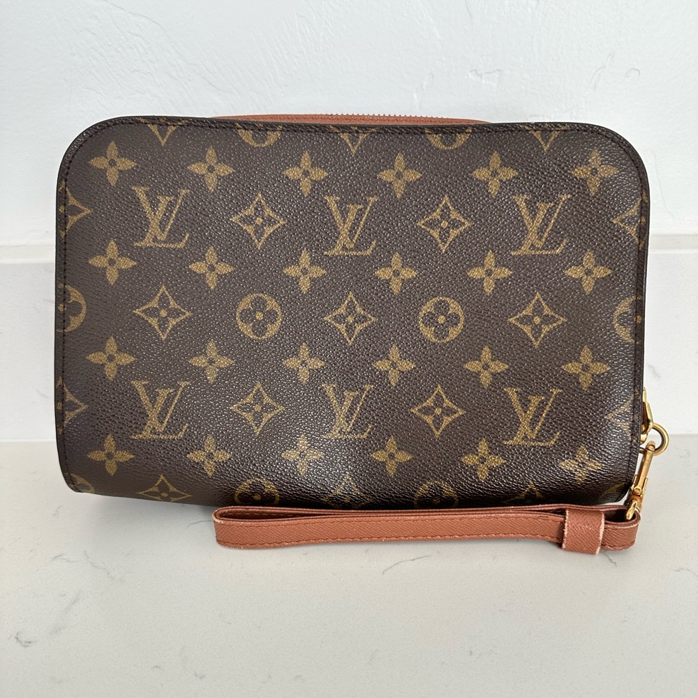 Louis Vuitton Monogram Orsay Wristlet in Brown and Gold